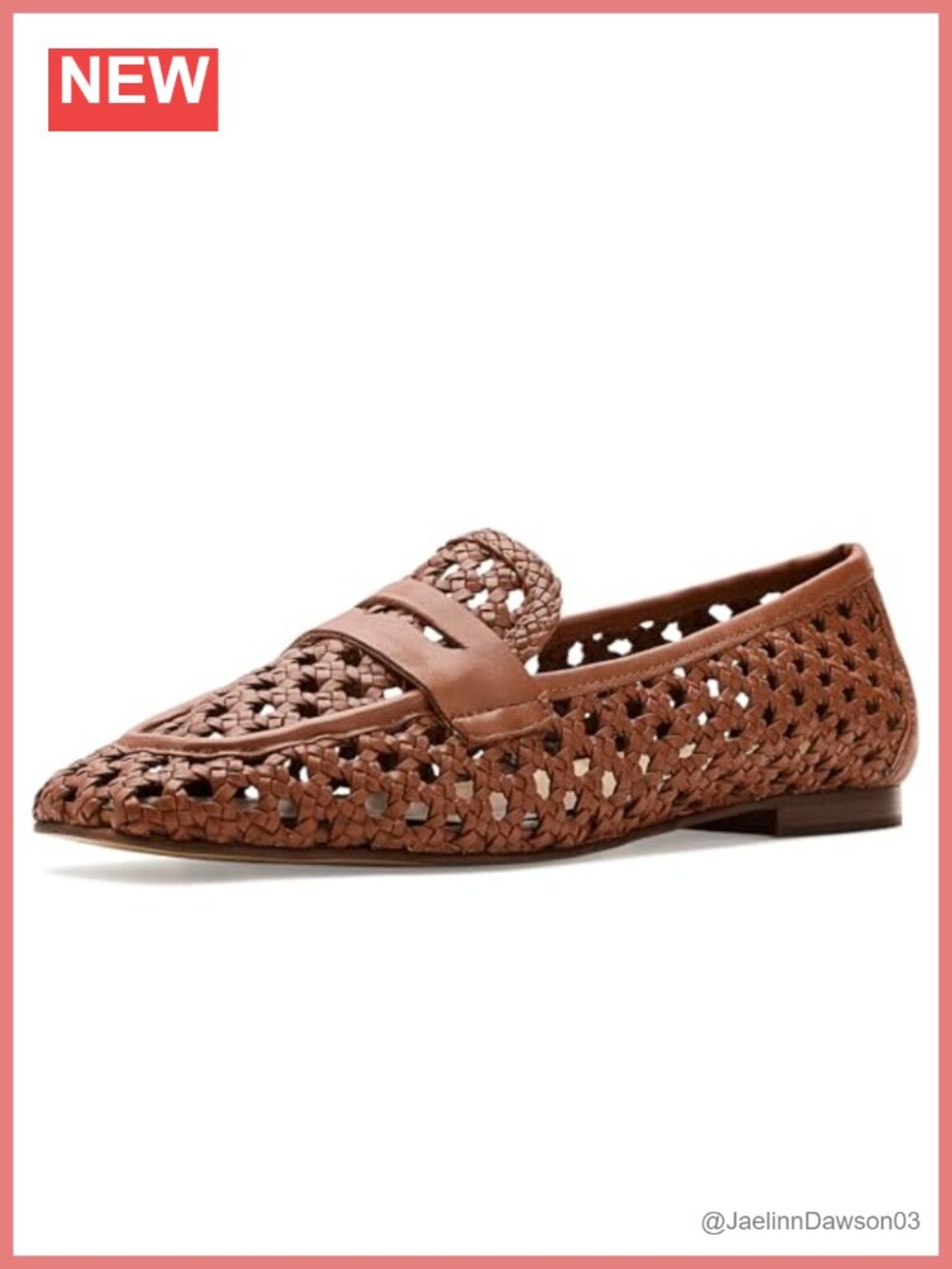 Women's Woven Leather Loafer with Memory Foam Insole Square Toe Slip-On